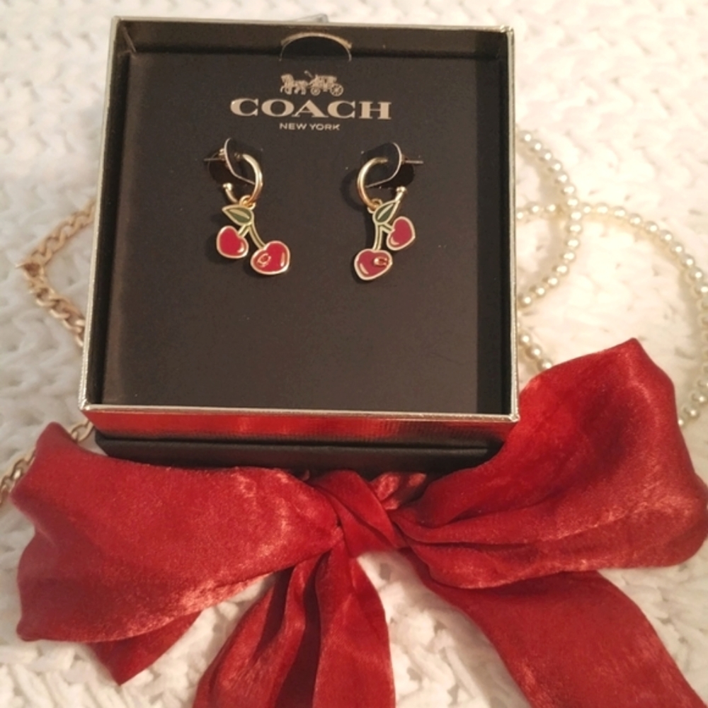 Coach Cherry Enamel Earrings